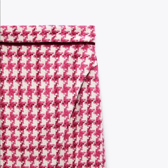 Zara Pink Houndstooth Midi Skirt - Picture 6 of 9